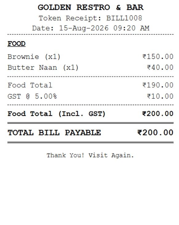 CataBilling restaurant bill receipt
